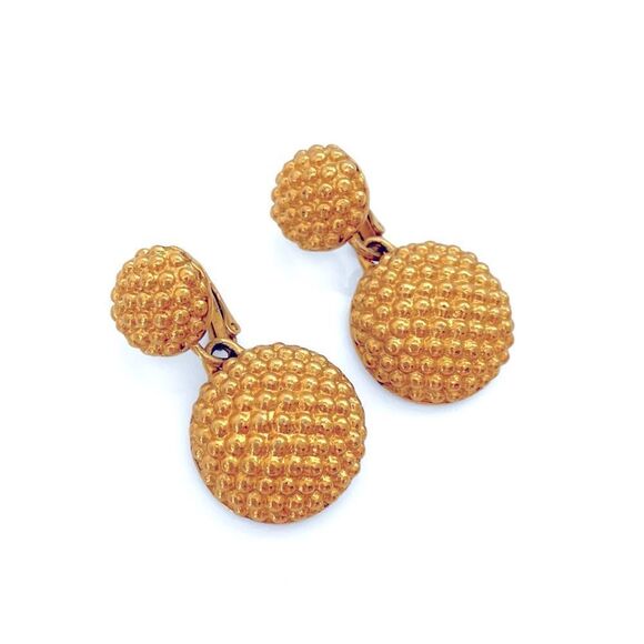Vintage Avon Gold Textured Drop Earrings - Picture 1 of 3